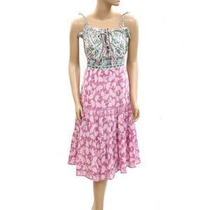 Bell by Alicia Bell Holiday Midi Dress Floral Printed Tiered Sleeveless S 284885